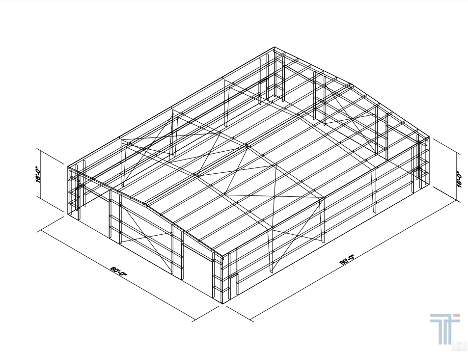 60x80 Metal Buildings CAD design for prefabricated buildings
